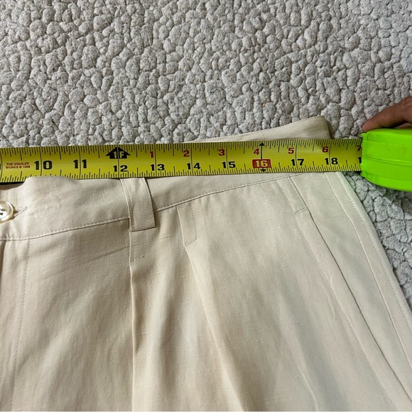 THE COLLECTION Silk Linen Blend Men's Ivory Pleated Shorts Lightweight Size 38 - Picture 7 of 9
